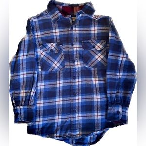 Ruff Hewn blue plaid button down flannel. Comfortable and soft. Boys size Medium